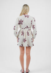 The "Coastal Bloom" Embroidered Mini Shirt Dress